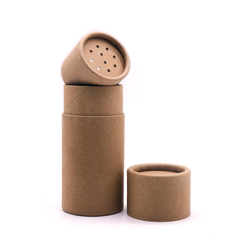 Kraft Paper Cardboard For Food Round Tube with Paper Sifter Salt Seasoning Shake