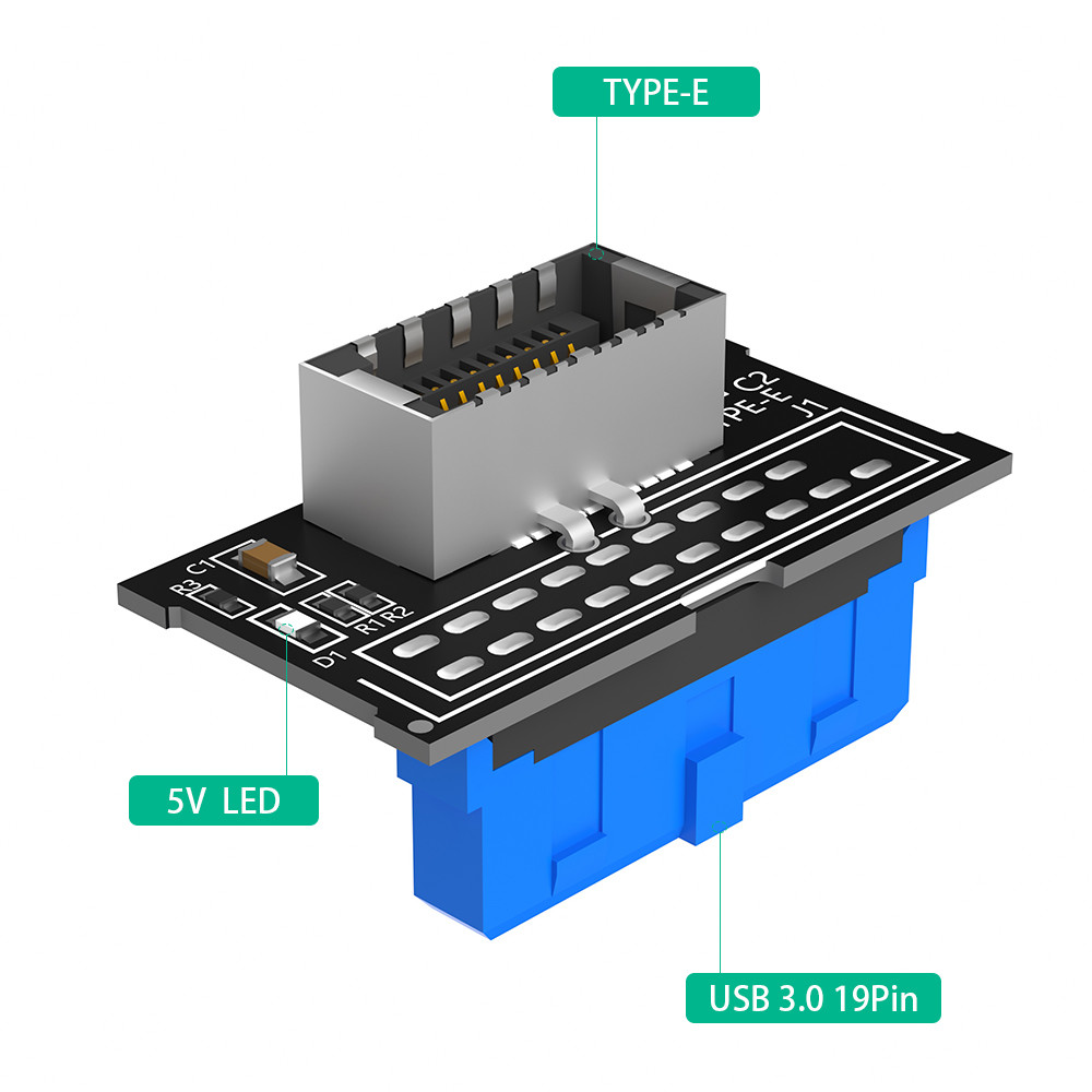 Vertical Header USB 3.1 Front Panel Socket Key A Type E To USB 3.0 Male Extension