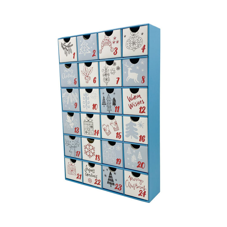 Gift Paper Cardboard Christmas Candy Box Luxury Drawer Chocolate Advent Calendar Box