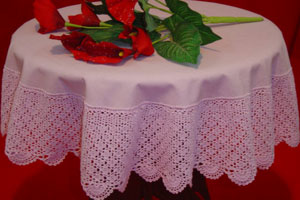 Rectangular coffee table linen table cloth table, Corcheted Lace Table linen, Tablecloth