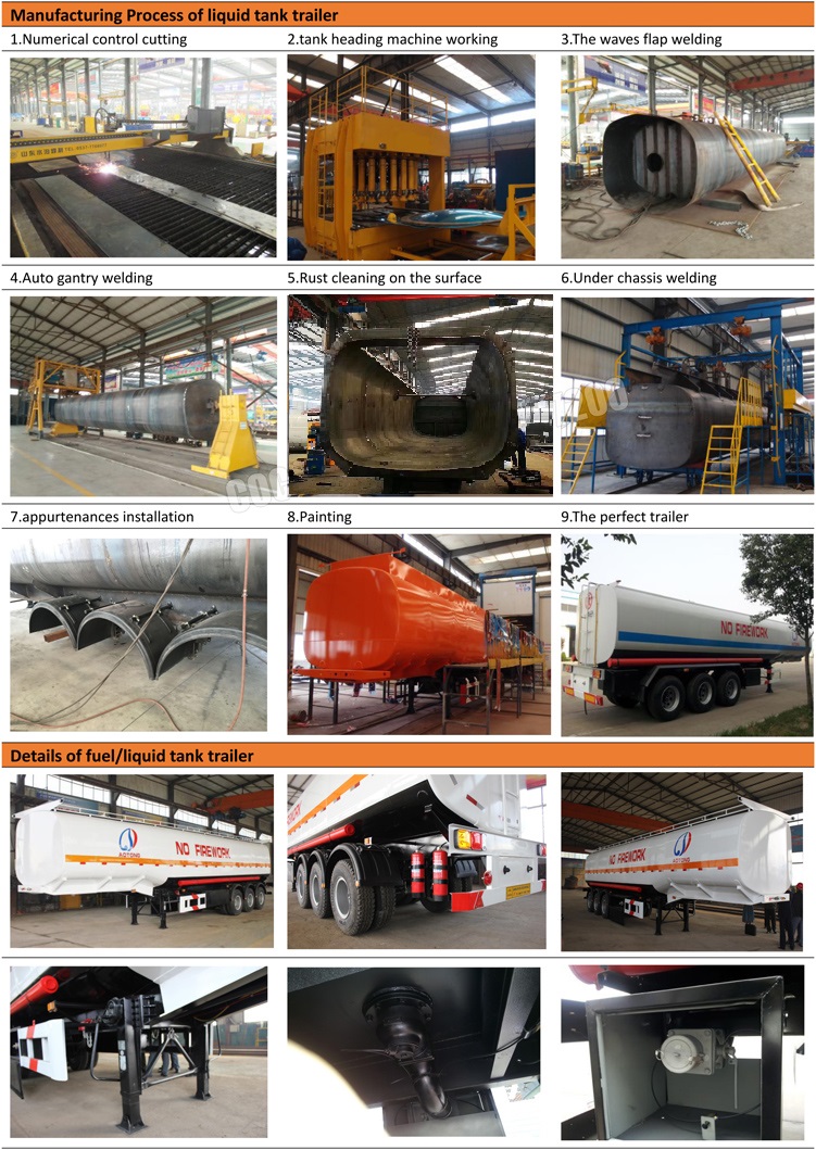 Tri Axles 50000 Liters Carbon Steel Fuel Tanker Semi Trailer for Petrol Transportation