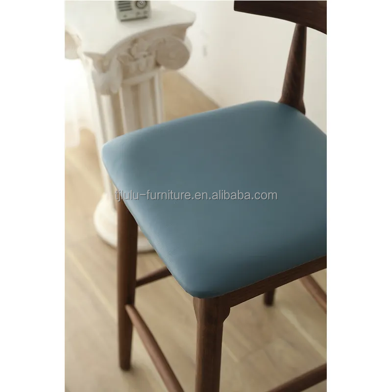 Popular Walnut Color Wooden Bar Stool for Solid Wood Dining Room Chair in Restaurant