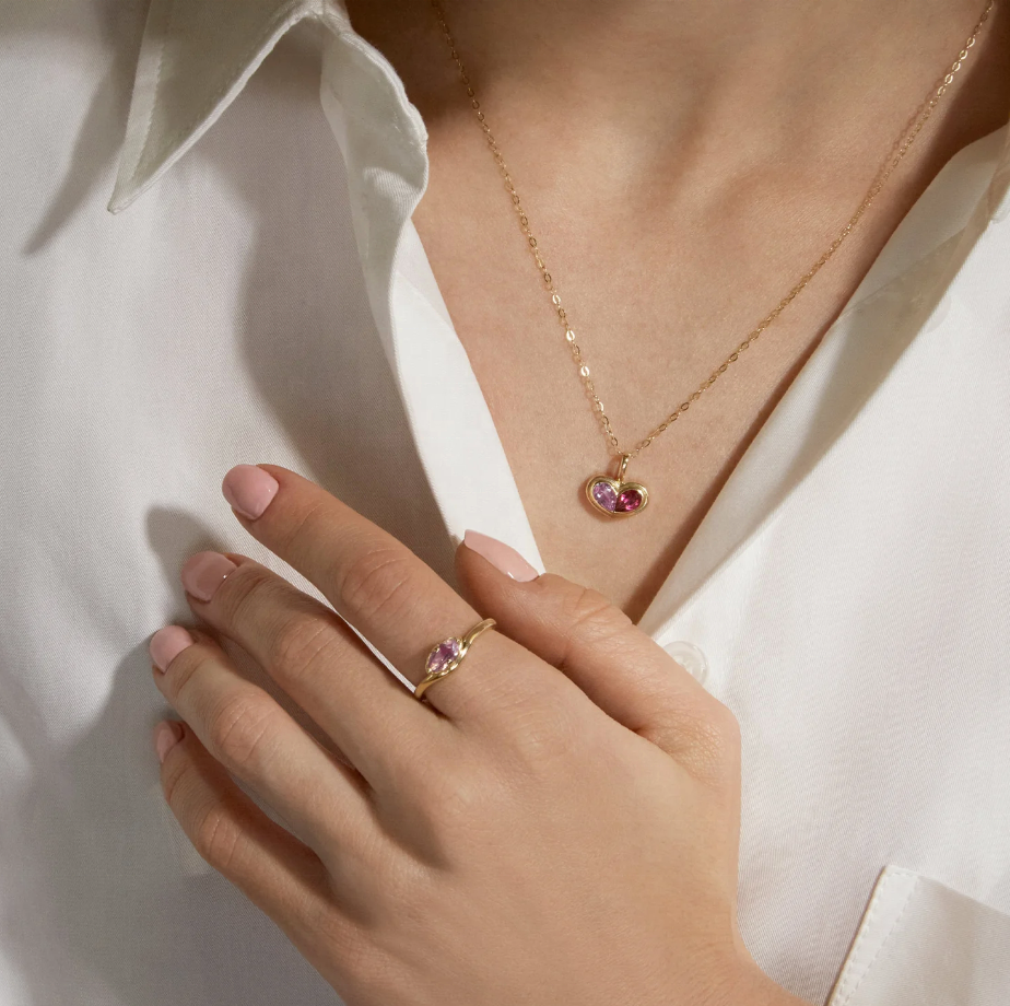 Valentine Days Gift Colorful Heart Shaped Gemstone Pendant Necklaces For Engagement