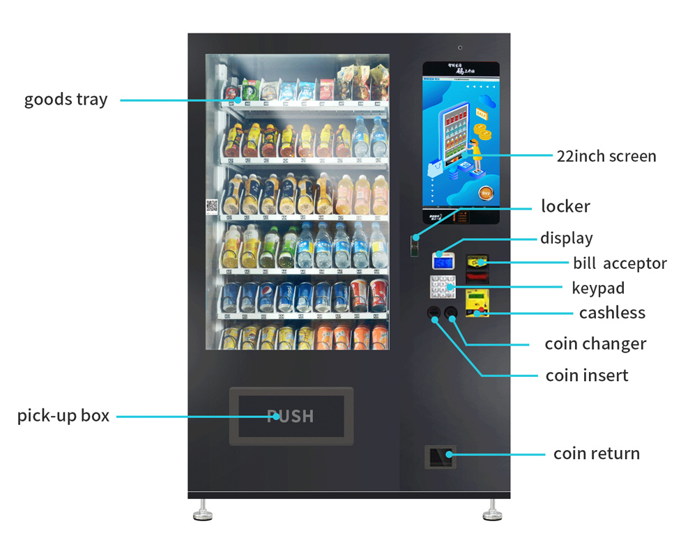 Self Service Snack Beverage 662 Cold Drinks Vending Machine with Telemetry Elevator Infrared