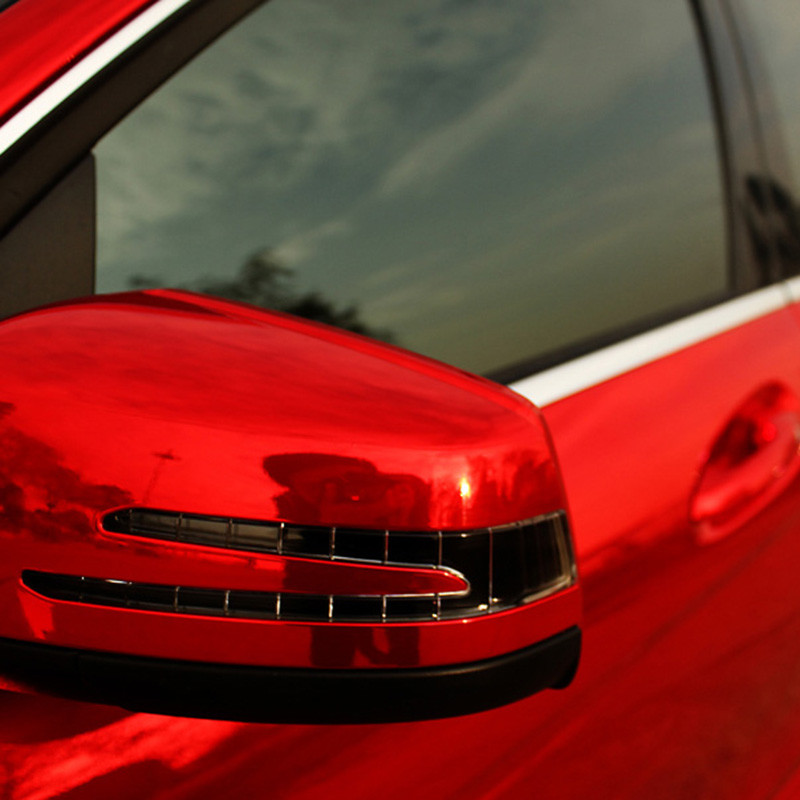 Scratch Resistant Red Mirror Chrome Car Vinyl Wrap Bubble Free SGS