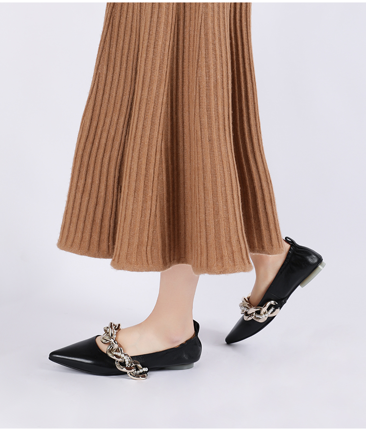 Personalized Process Chain Trim Office Lady Shoe Pointed Toe
