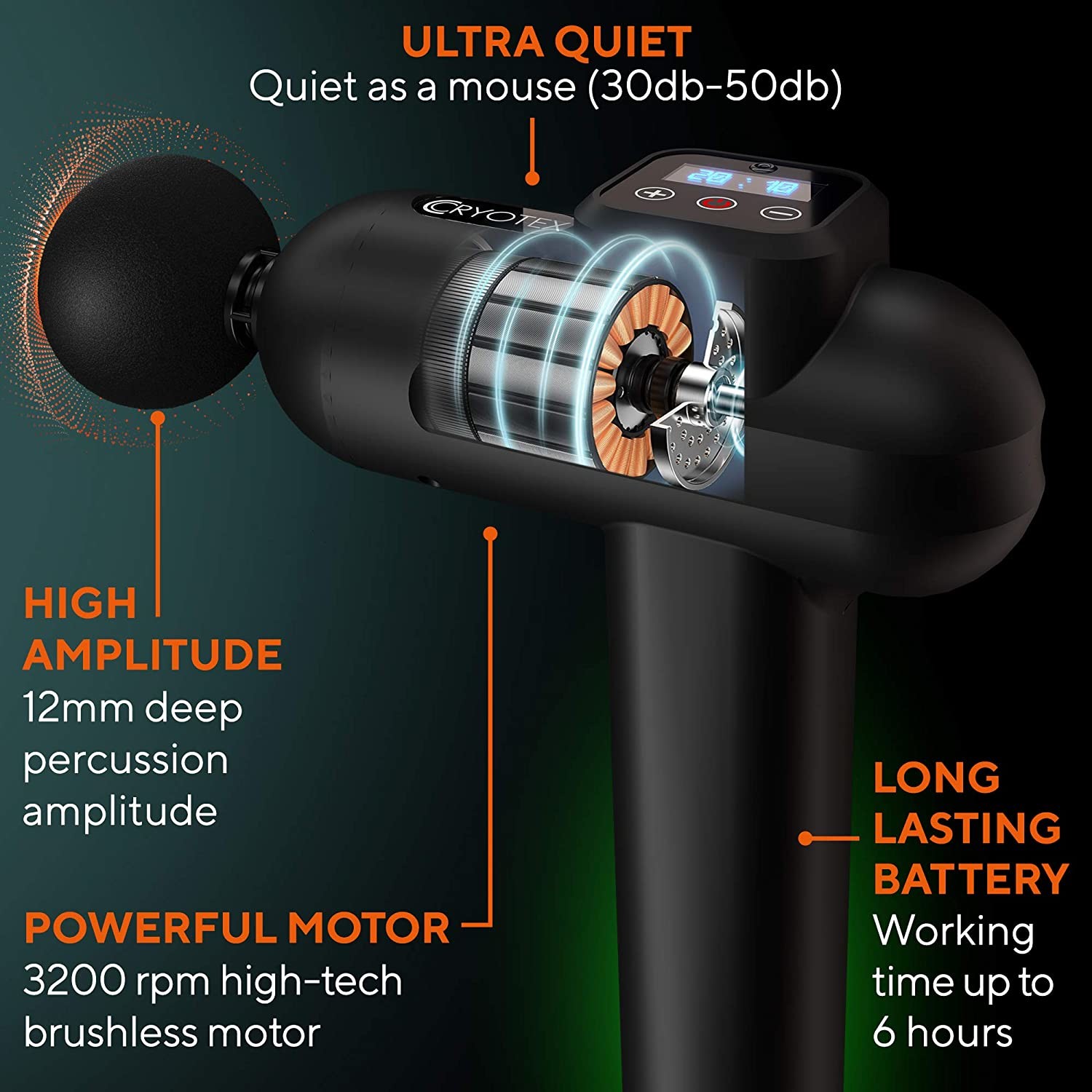 Rechargeable 45dB Handheld Deep Tissue Massager