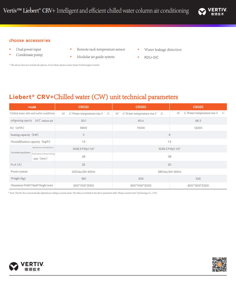 Advanced Liebert CRV CW 30 60KW Air-Cooled Precision Air Conditioner for Server Rooms