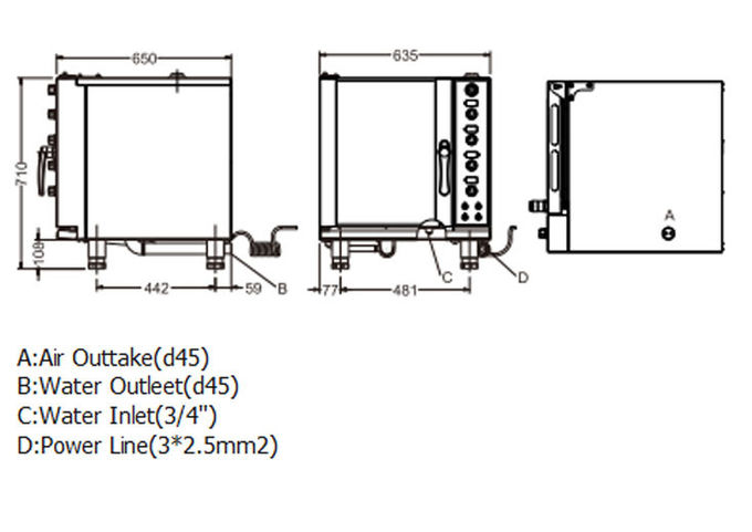 Commercial Electric Steam Combi Oven High Efficiency 5 Deck Table Top CE Certification