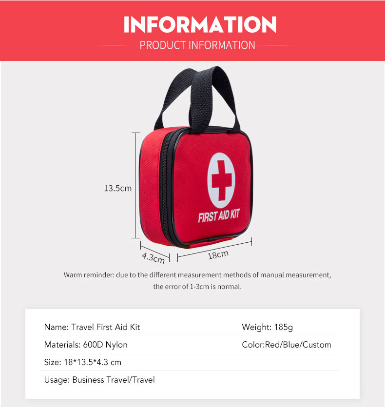 Car Travel Outdoor Eva Medical First Aid Kit CE FDA ISO Approved Class I