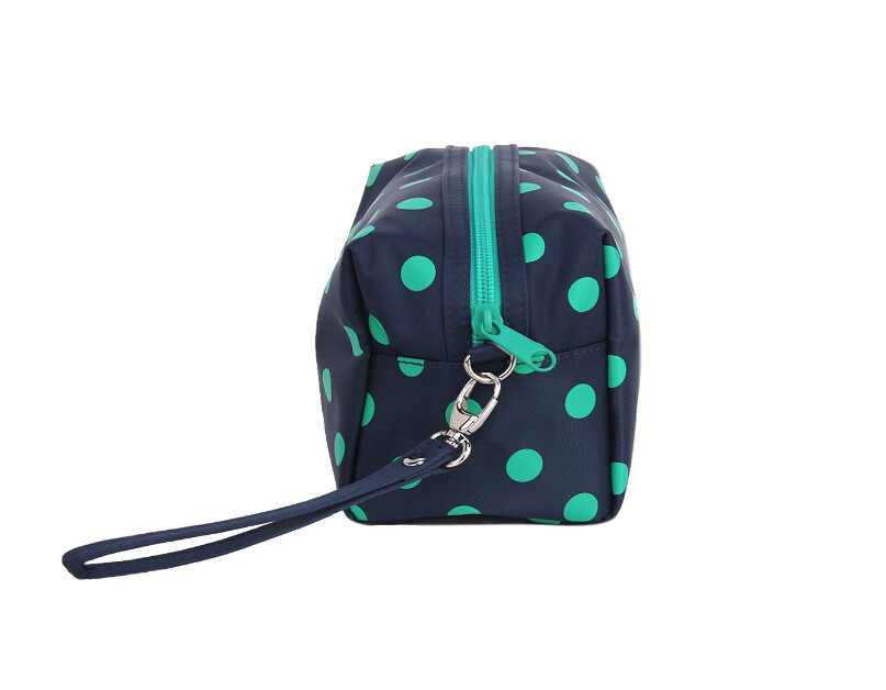 Multi Colored Compact Zipper Pencil Bag Ladies Cosmetic Pouch Polyester