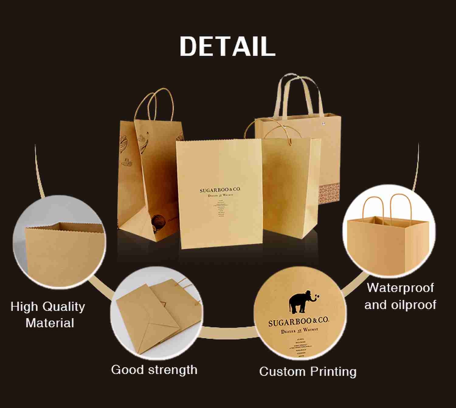 Wholesale Khaki Color Christmas Kraft Paper Bags For Clothing Packaging