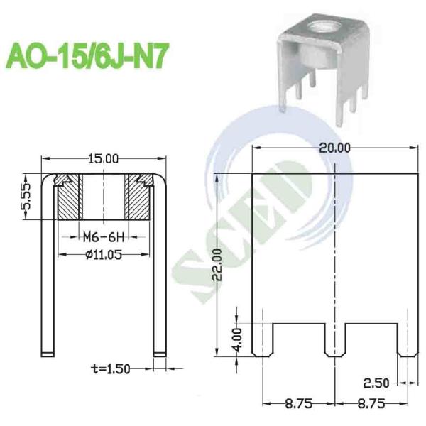 Brass Terminal Block Accessories Steel PCB Electrical 8.75*13.50mm 100A M6 Screw