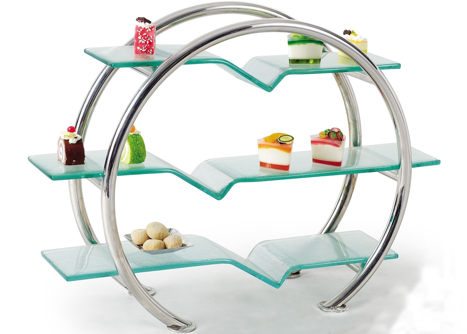 3 - Layer Glass Cake Display Stand with Platters Decorating for Banquet Serving Buffet