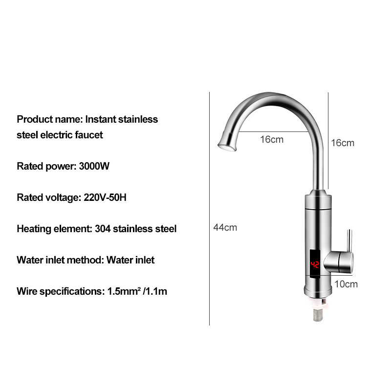 3000 Watt Digital Control Electric Faucet Anti Leakage 360 Degree Kitchen Tap EMC