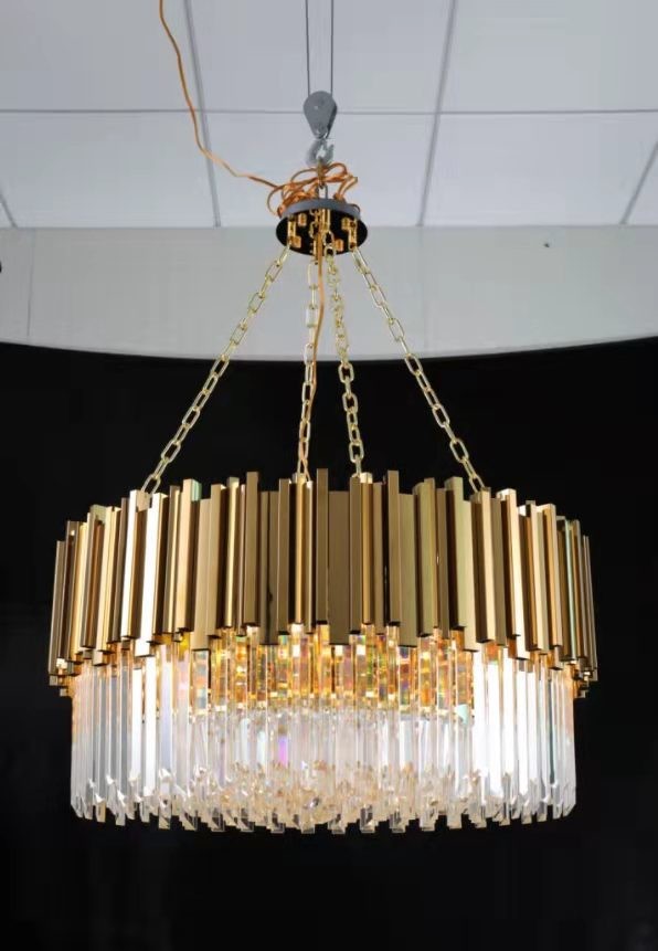 Large Crystal LED Chandelier Luxury K9 Crystal Hanging Light Living Room Pendant Lamp