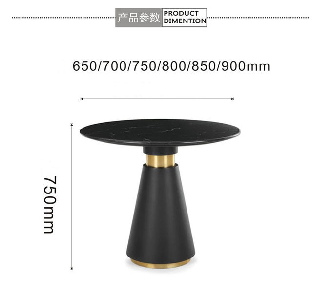 Restaurant / Apartment Round Coffee Table With Marble Top And Metal Base