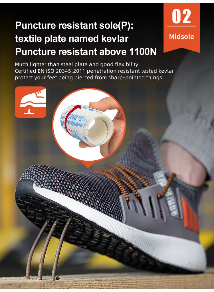 Stylish / Lightweight Steel Toe Sneakers Comfortable Slip Resistant Shoes