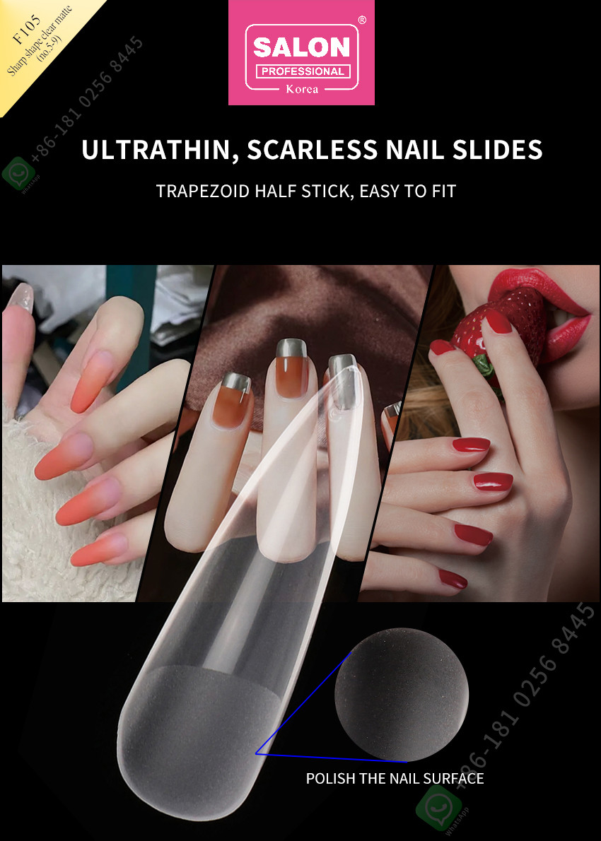 ABS Clear Matte Full Cover Fake Nails Smile Shape For Salon And DIY Nails Extension Artistry