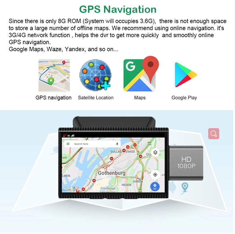 3" Android 8.1 4G Dvr Front Camera Kamera Car Camcorder HD1080P GPS Navigation