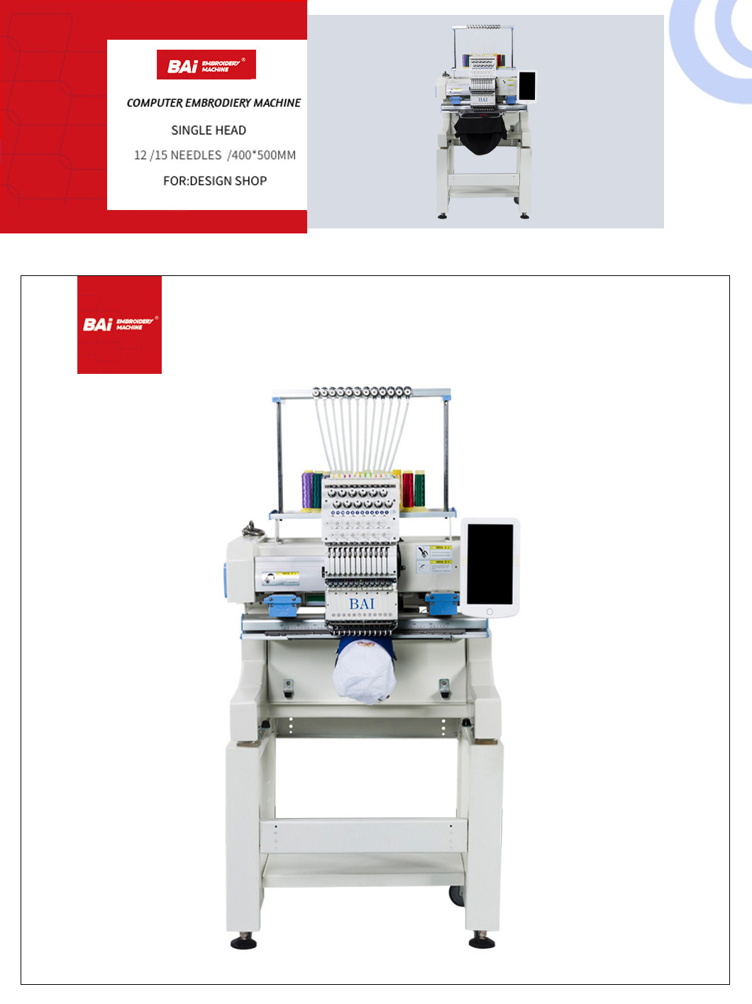 500mm Multi Needle Embroidery Machine 1200rpm Baseball Cap Making Machine