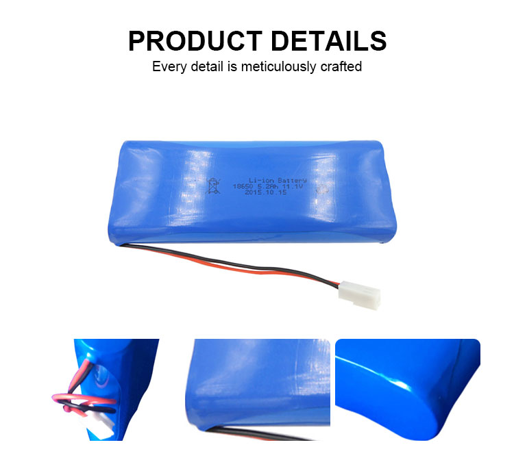 Custom 18650 Lithium Ion Battery Pack Rechargeable 11.1V 5.2AH