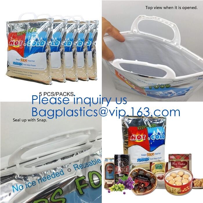 Aluminum Foil Insulated Cooler Bags Waterproof Folding Thermal Lunch Bag,Zip-Lock Grocery Handle Thermal Insulation Cool