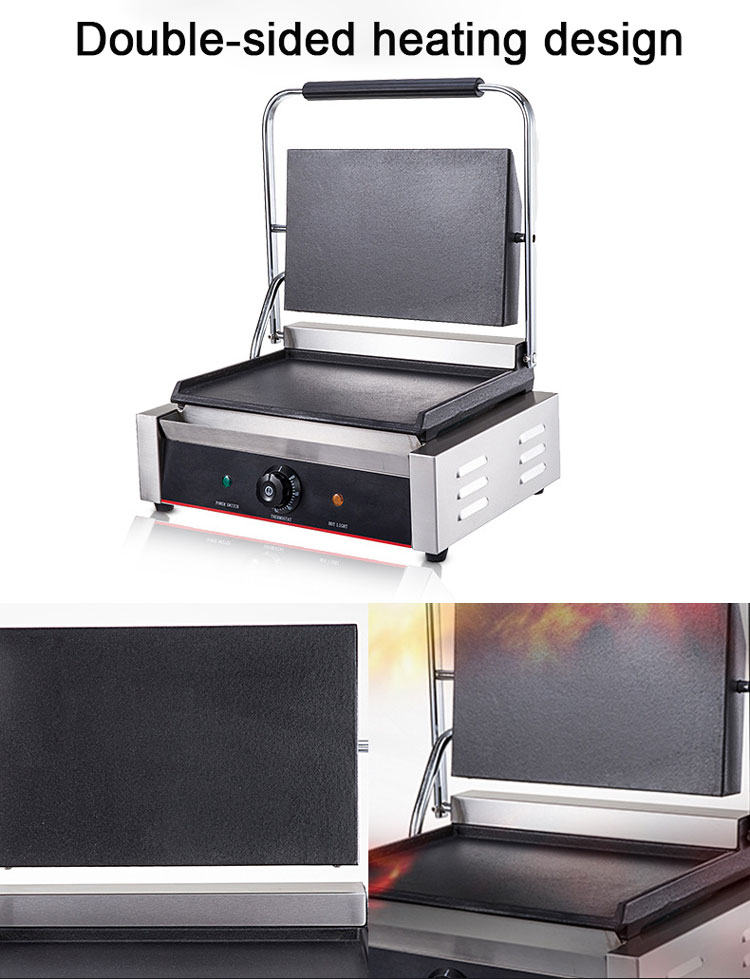 Hotel Kitchen Stainless Steel Grill Door Design Multi-Cooker Double-Sided Contact Grill 220V
