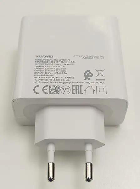 EU Charger for Huawei USB-C Adapter 65W Hw-00325ep0 Fast Charge