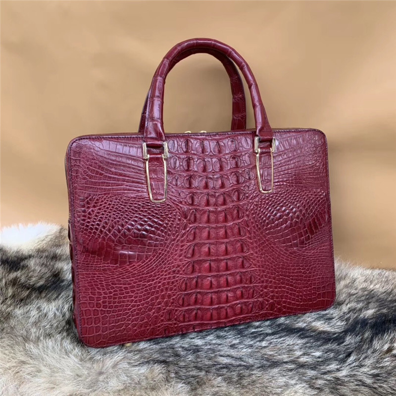 Alligator Leather Zipper Closure Businessmen Portfolio Bag Large Laptop Handbag Authentic Crocodile Skin Male Briefcase