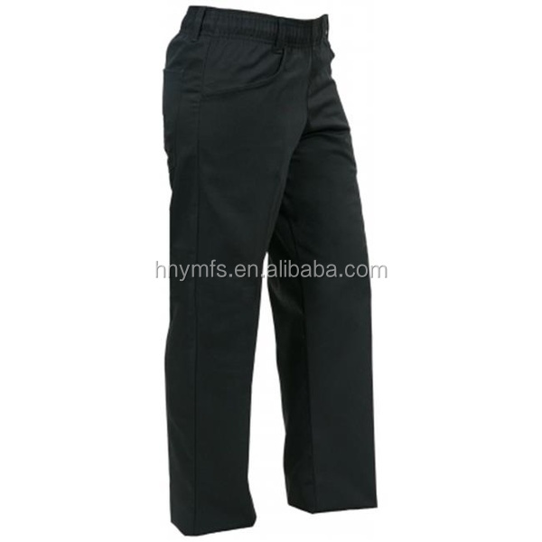 Kitchen Unisex Chef Work Pants High Waist With Zipper 100 Cotton