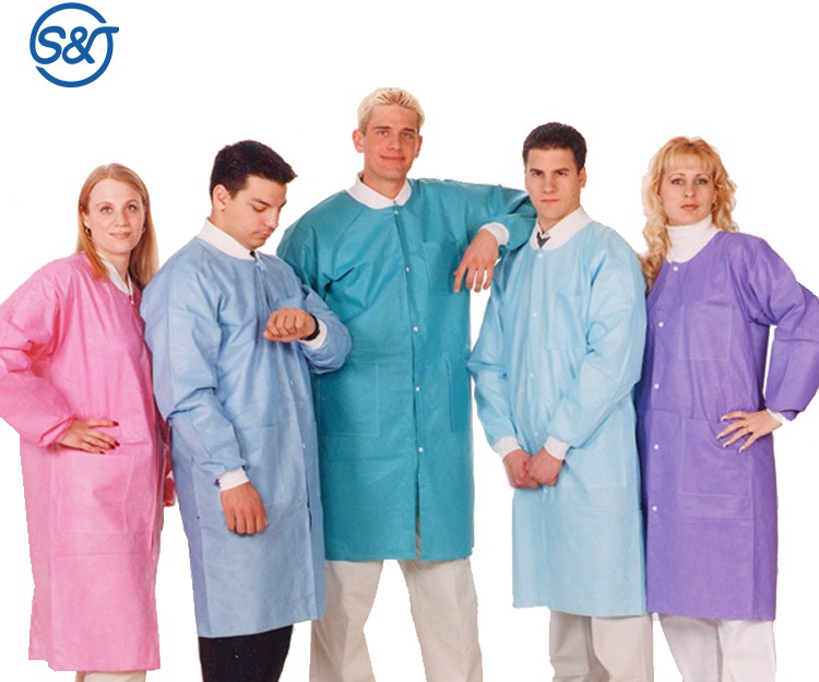 Good quality PE/SMS disposable Laboratory Isolation Gown different colors non woven medical visitor gown