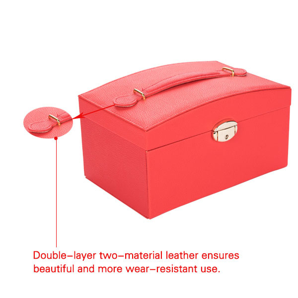 Red 15*10*5cm PU Leather Jewelry Organizer Cabinet