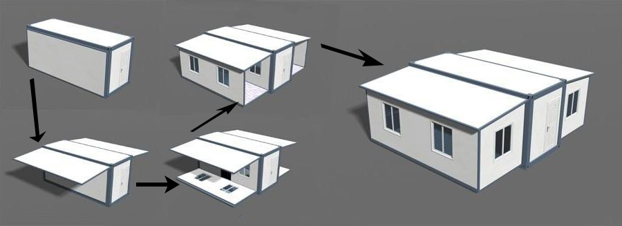 40ft Foldable Mobile Expandable Container Home Q235 / Q345 Light Steel Frame
