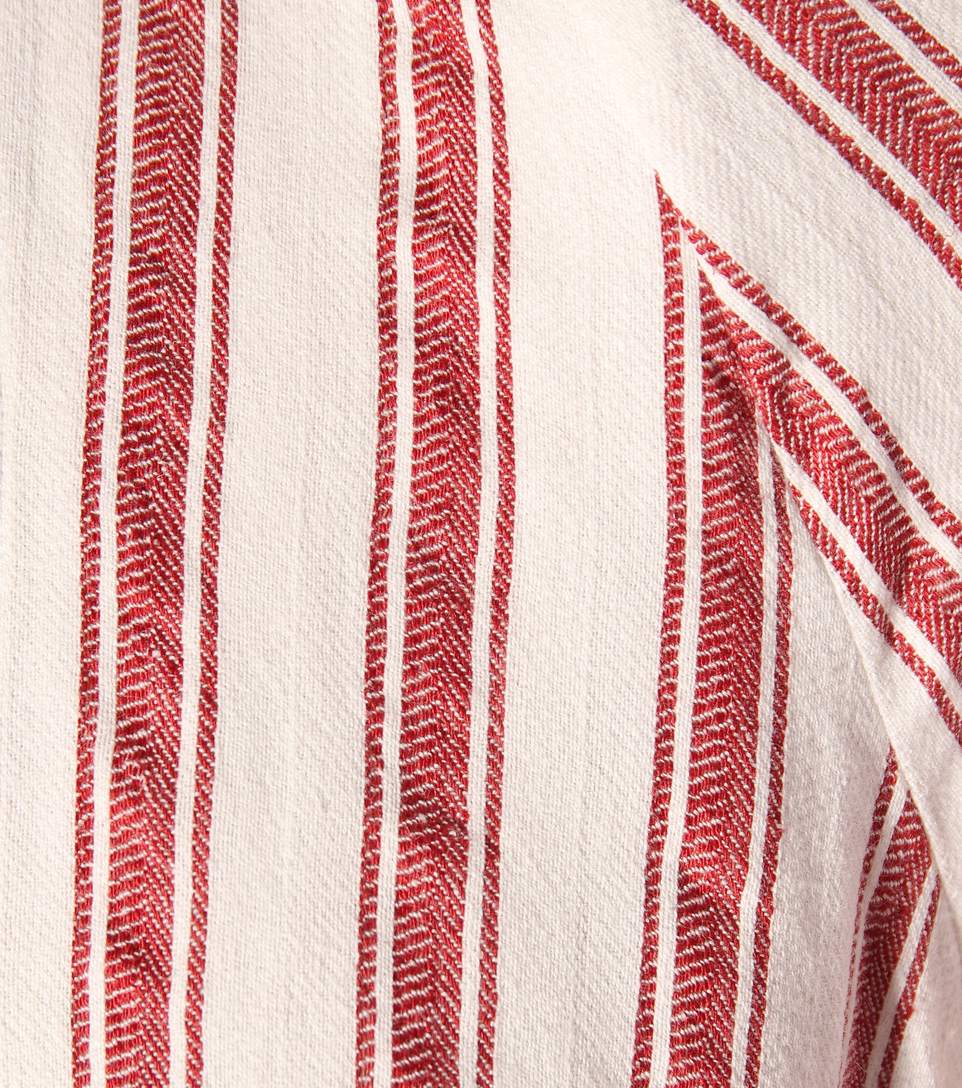 Women deep v neck stripe linen dress and unbacked