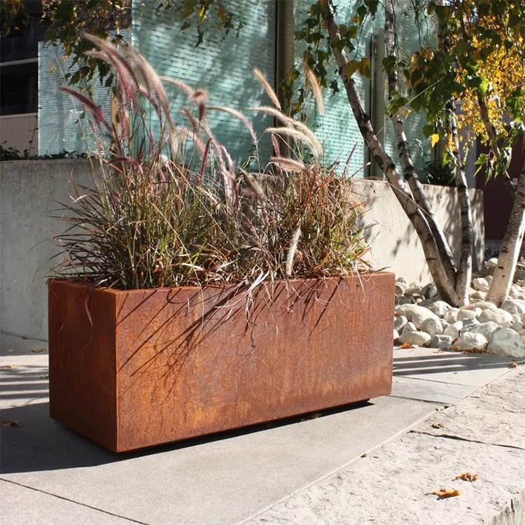 Planter Rectangle Steel Large Corten Steel Planter Corten Steel Flower Pots Planters