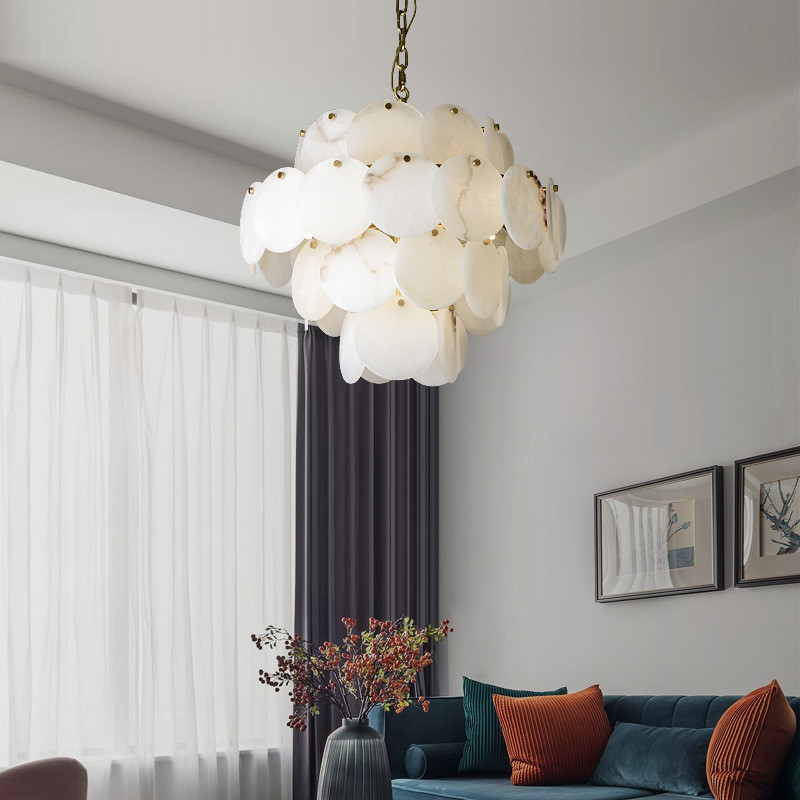 Modern Minimalist Alabaster Chandelier Living Room Chandeliers Light Luxury Villa Dining Room Bedroom Decorative Lamp