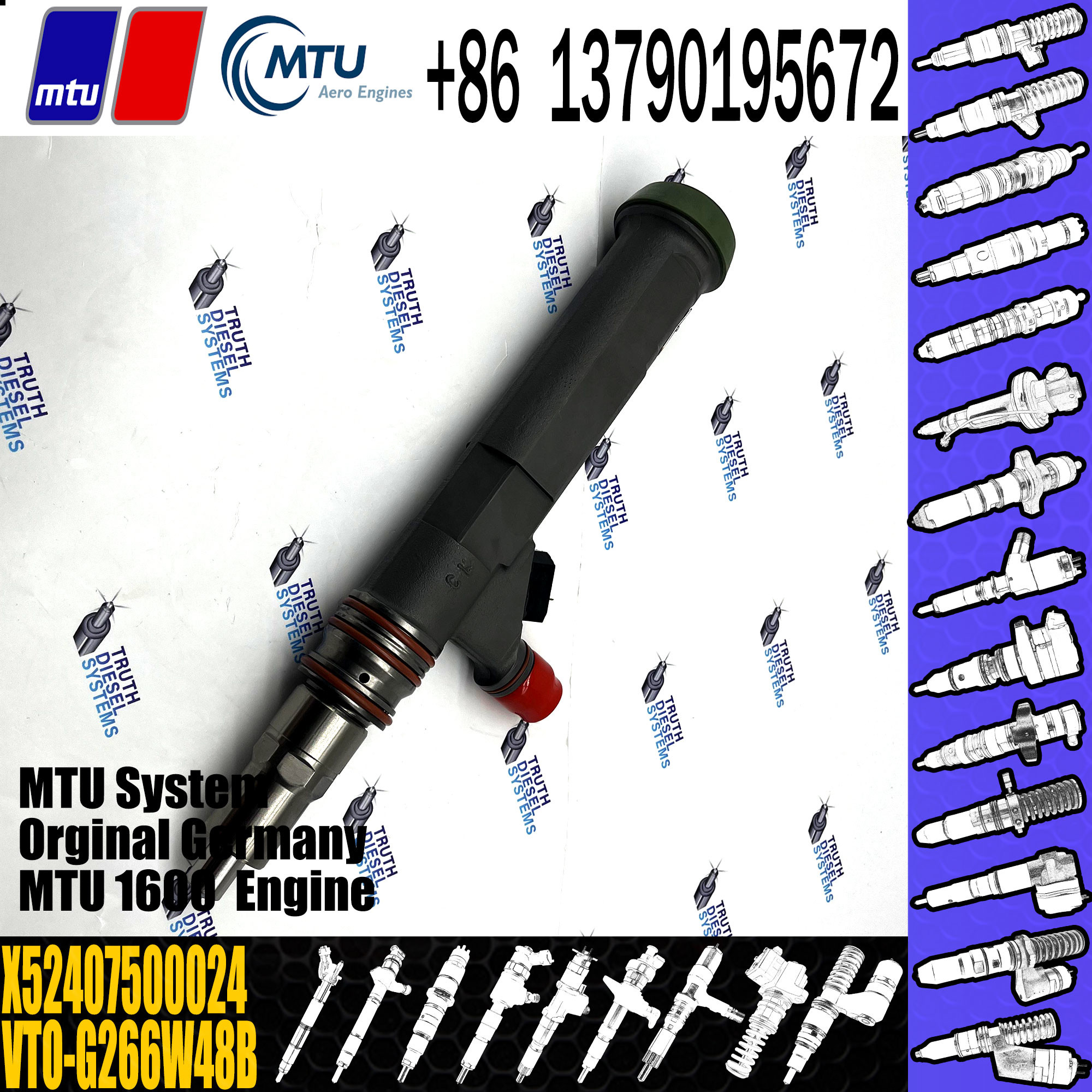 MTU Diesel Fuel Injector 16V High Speed Steel X52407500024 VTO-G266W48B