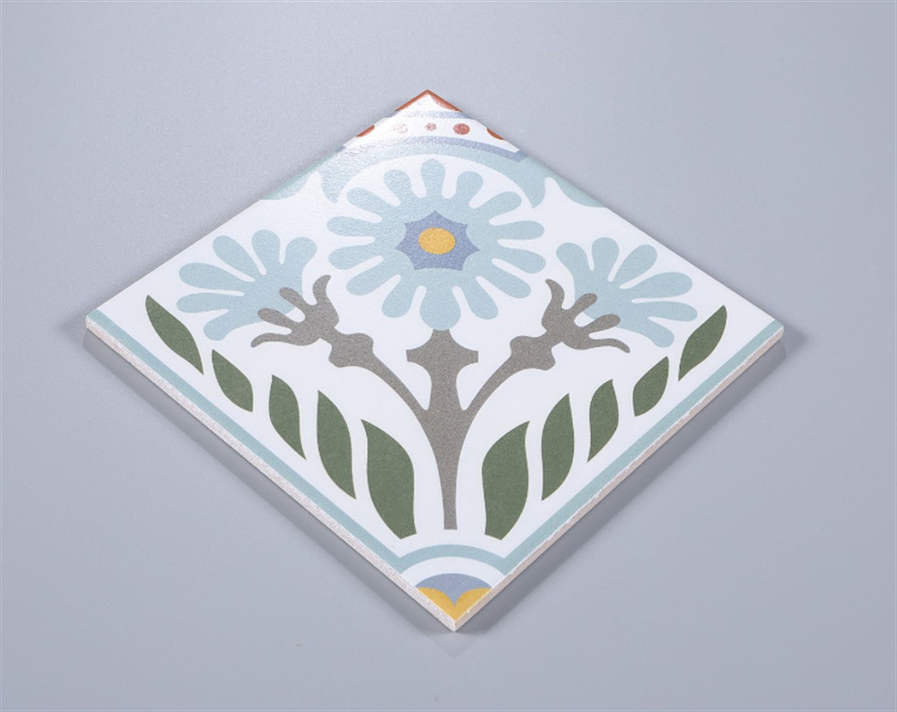 Acid-Resistant Gray And Green 20x20cm Ceramic Rustic Tile For Dining Room And Durable Tile For Bathroom