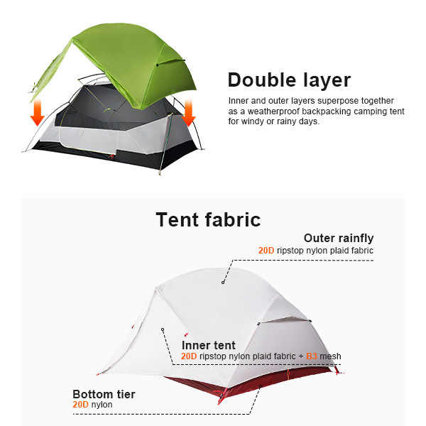 2 Man Backpacking Camping Tent Lightweight Waterproof Nylon Tent Bivy Sack
