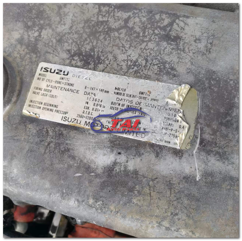 Japanese Original Used 6WF1T Diesel Engine Assy GOOD Condition For Isuzu