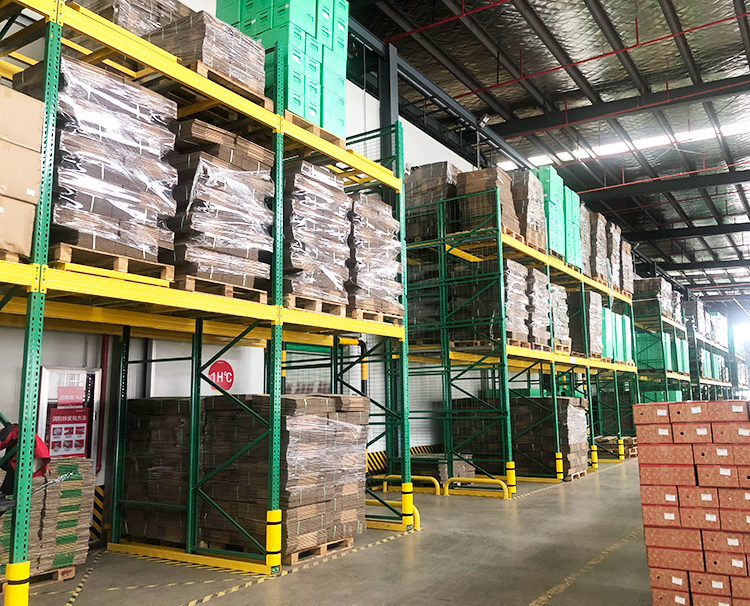 Density Cold Room Storage 5 Layer Blue Push-Back Pallet Rack System for 3 Pallet Deep