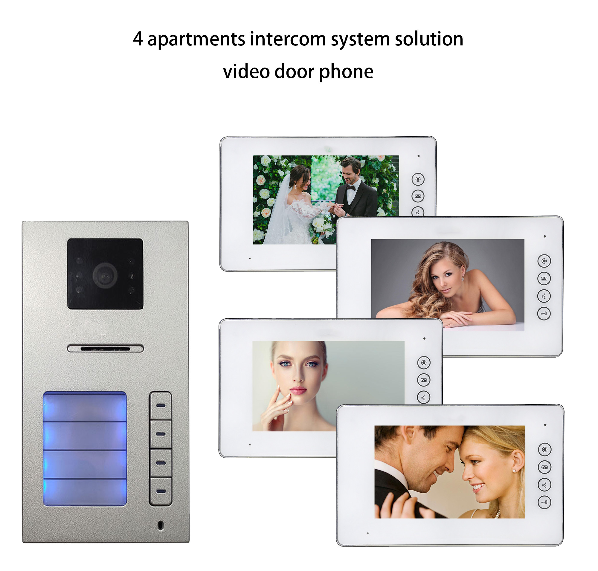 Villa ID Card entry Home Intercom Doorbell Systems 2 Call Panel 4 Indoor Monitor