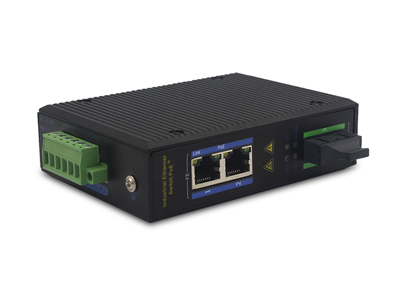 UT12FP-SC20 unmanaged industrial 2x10/100Base-Tx POE+ 1x100M-Fx SC ethernet switch DIN Rail