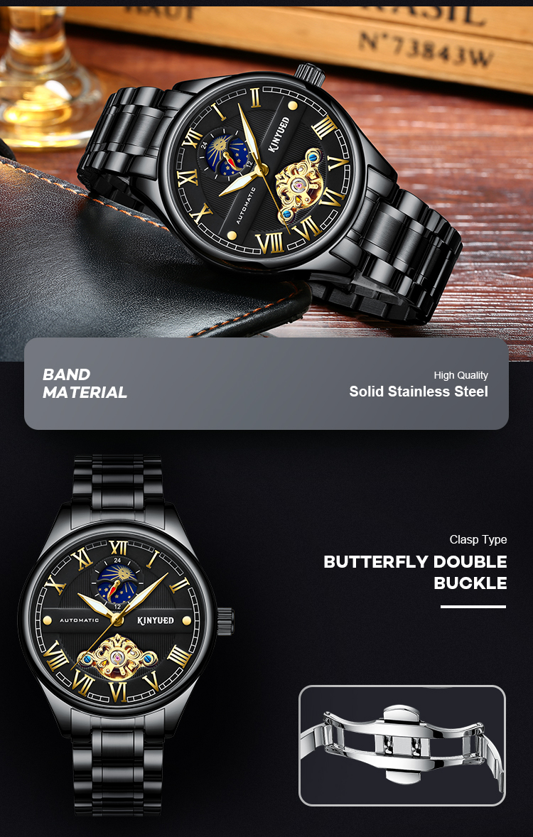 Luminous Tourbillon Skeleton Watch Metal Case Minimalist Mechanical Watch