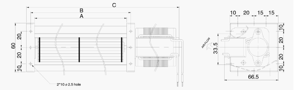Cast Iron Frame Cross Flow Fans 110V/220V AC Ball Bearing 40 X 290mm CE Approval
