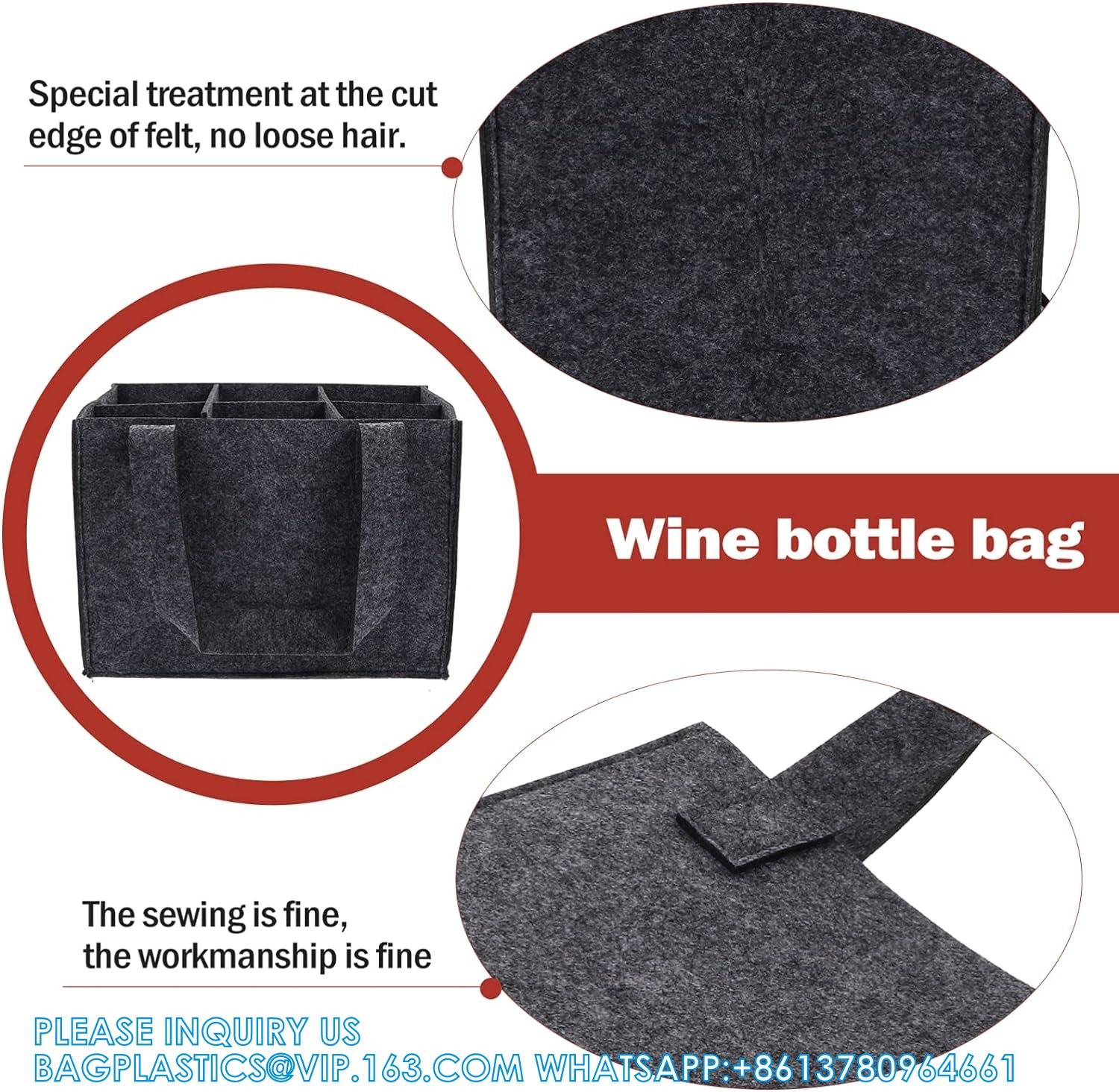 Bottle Bag, Wine Carrier Tote Holders With Separate Partition, Portable Wine Bottle Gift Bags With Handle
