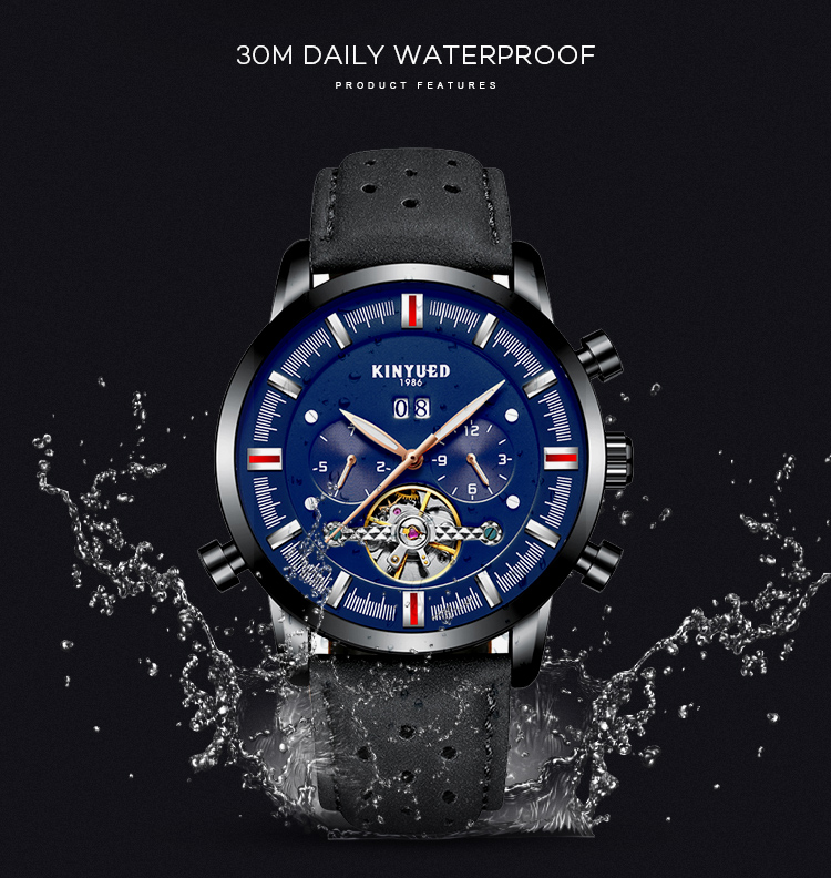 Fashionable Sports Minimalist Mechanical Watch Leather Wrist Watch