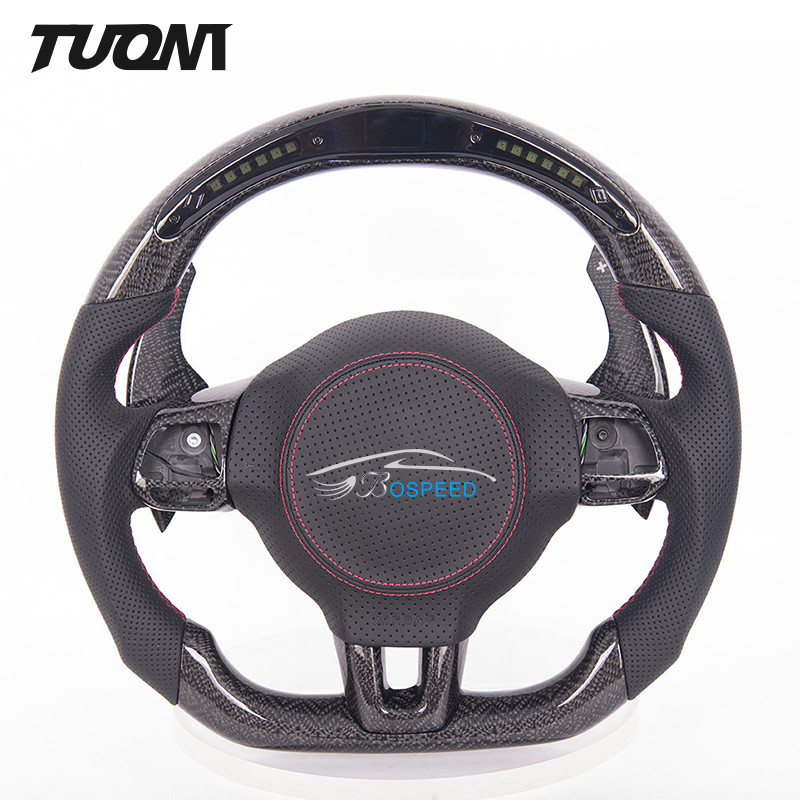 350mm New Racing Car Volkswagen Led Steering Wheel Carbon Fiber Leather