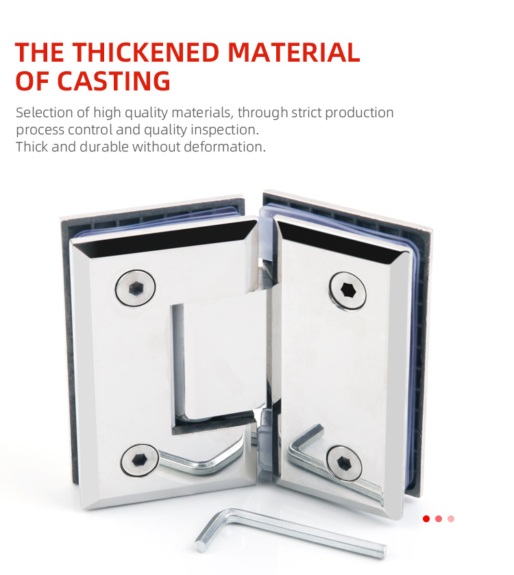 Brushed Nickel Glass Hinge 135 Degree Opening Angle Ideal for Glass Shower Enclosures